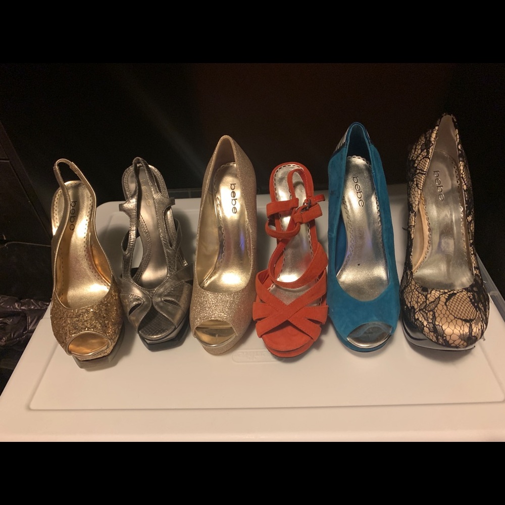 Bebe bundle 6 heels 2 boots 8 8.5 9 MUST SEE!!
